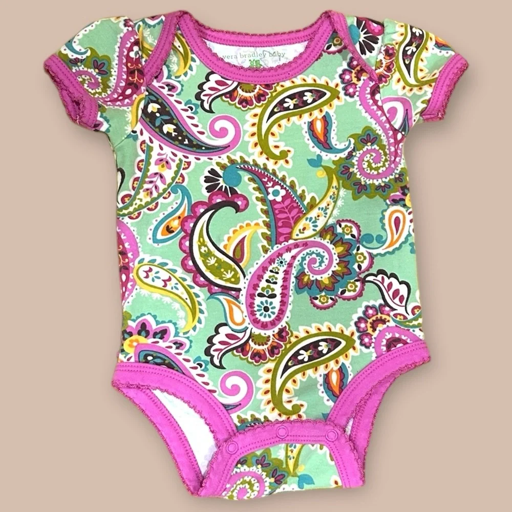 Vera Bradley Baby Girl Bodysuit Tutti Frutti EUC Paisley Print One Piece 0-3 m